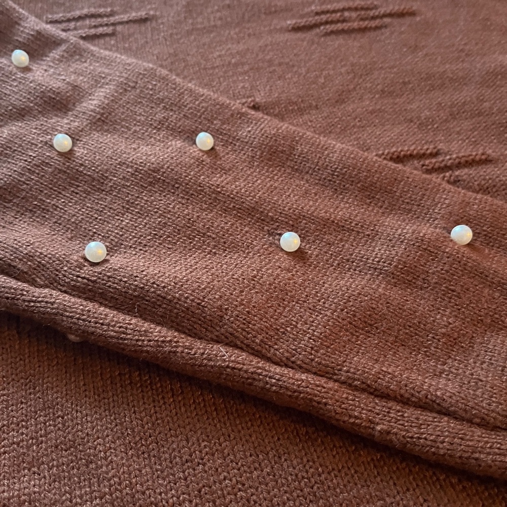 SHEIN Brown Knit Sweater with pearls - Picture 4 of 6